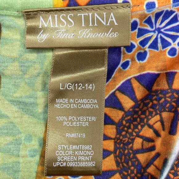 Miss Tina by Tina Knowles Women's Colorful Paisley V-Neck Cap Sleeve Midi Dress - Picture 7 of 8